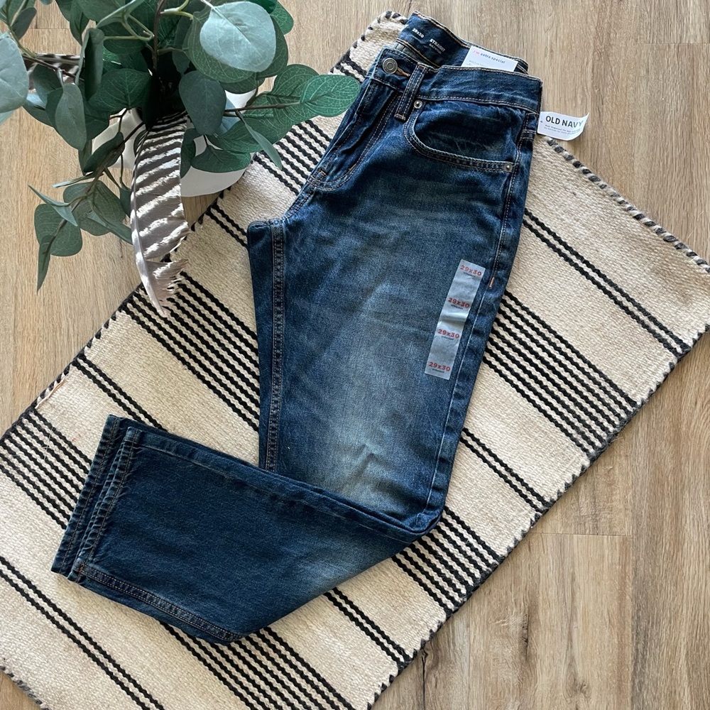 Old Navy Blue Straight Jeans Classic Denim Style